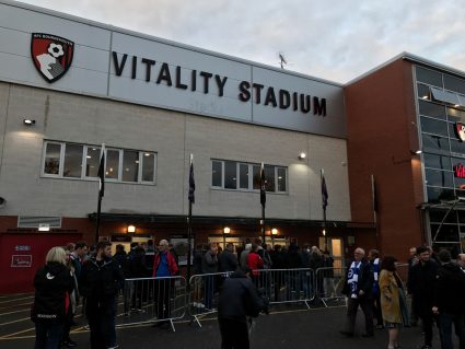 Main entrance to Vitality Stadium Bournemouth