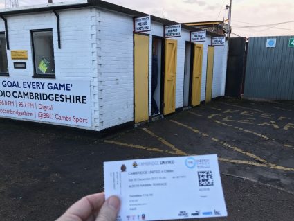 ticket office at Cambridge United where away fans can buy tickets