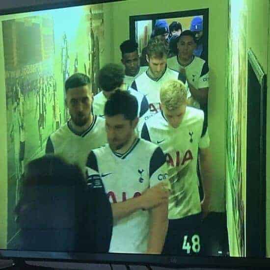 Tottenham Hotspur players in tunnel at Marine Rossett Park Stadium