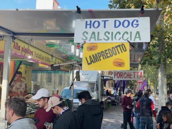 food stalls outside a football ground in florence italy
