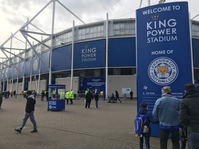 outside of the king power football stadium in leicester
