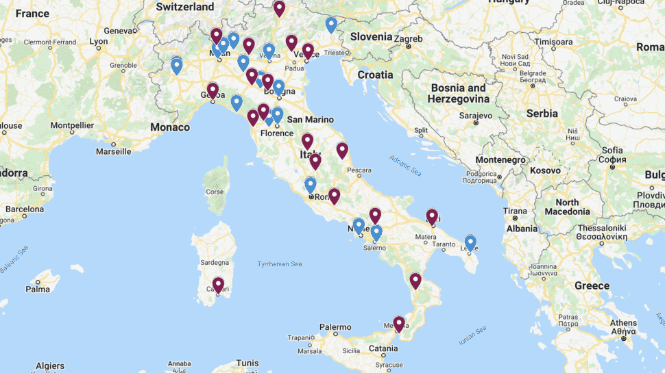 Groundhopper Guides’ Map of the 2022-23 Italian Football Clubs