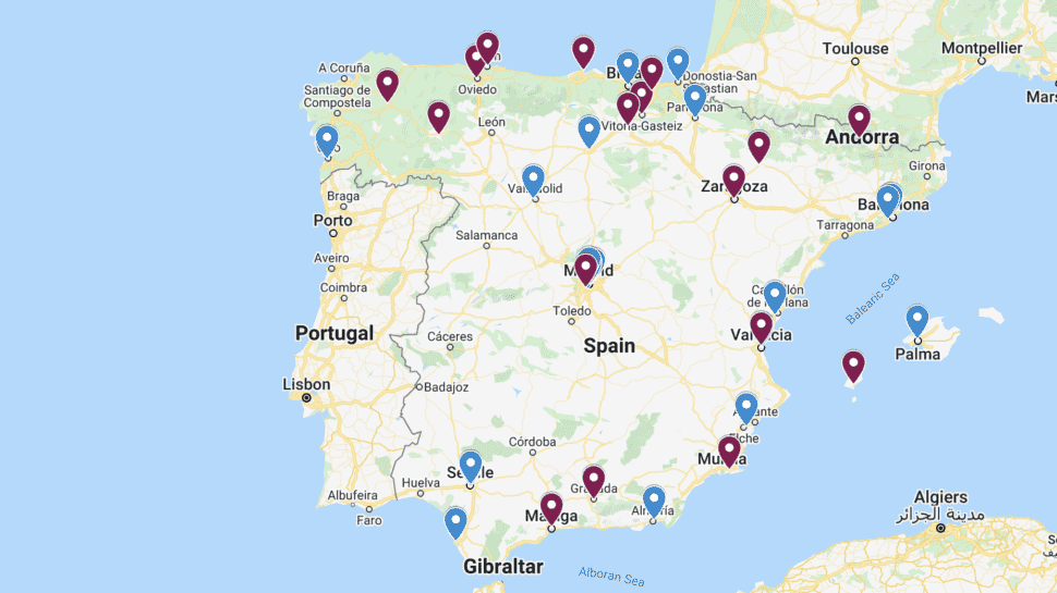 Groundhopper Guides’ Map of the 2022-23 Spanish Football Clubs