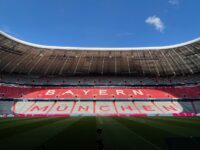 the words fc bayern munich on the seats in the stadium