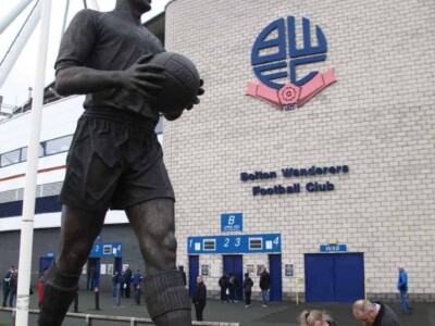 Nat Lofthouse statue outside the Bolton Wanderers football ground.
