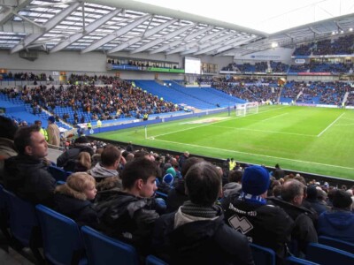 Visiting fans -- in this case, a hardy Wolverhampton Wanderers crew -- at Brighton. Brighton's stadium