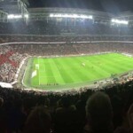 Wembley full of English and Scottish fans.