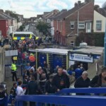 Walking into Fratton Park.