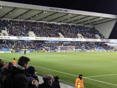 The Cold Blow Lane Stand at Millwall FC in South East London.