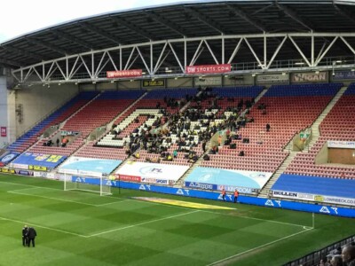 Visiting Oxford United fans in the away end at the DW.
