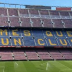 Iconic stand at Camp Nou, home of FC Barcelona. Iconic stand at Camp Nou home of FC Barcelona