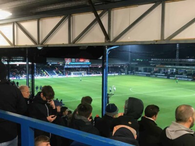 The view of the pitch at Luton Town's stadium, Kenilworth Road.