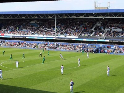 Kickoff of a football game at Loftus Road Stadium, home of QPR