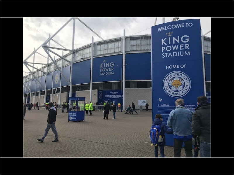 outside of the king power football stadium in leicester