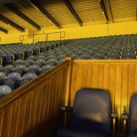 I love the old wood in the director's box.