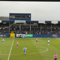 The view from center-field at Holker Street, home of Barrow AFC. View of the pitch at Barrow AFC