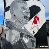 Mural of Wrexham player Paul Mullin