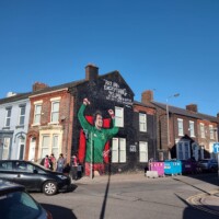 One of many murals around Anfield in Liverpool.
